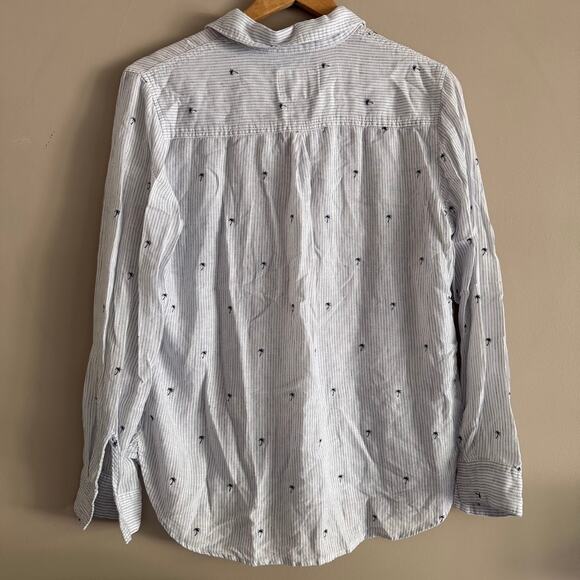 Rails Charli Mini Palms Royal Stripe Button Down Linen Blend Shirt Size Small - Picture 7 of 7